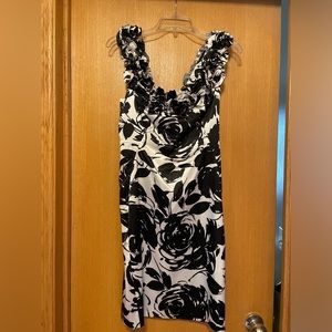 White House|Black market floral black and white dress